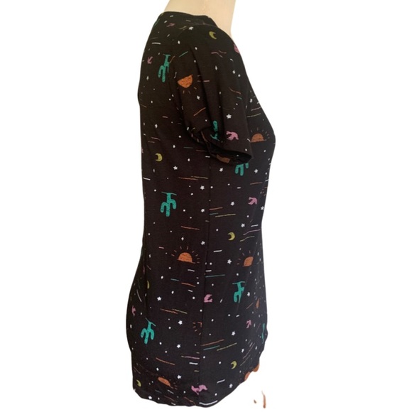 Modern Lux Black Crewneck Cactus Sun Moon Short Sleeve T-Shirt Size XS - Picture 4 of 9